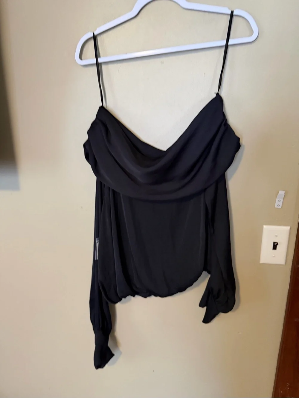 Free People Jenna Off-Shoulder Draped Long-Sleeve Top NEW
